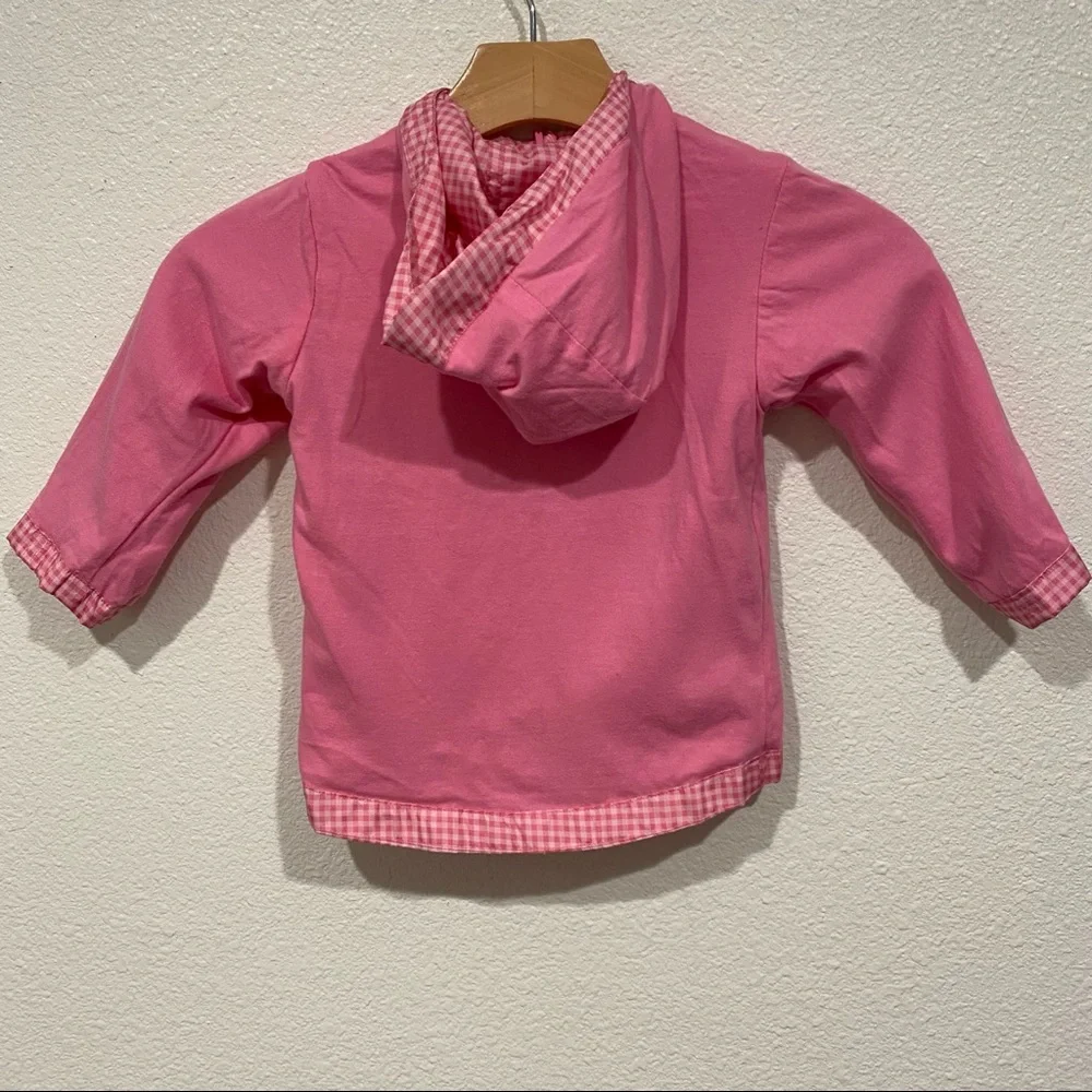Kids Girls Pink Checkered Duck Reversible Windbreaker Zip Up Jacket Size 2T